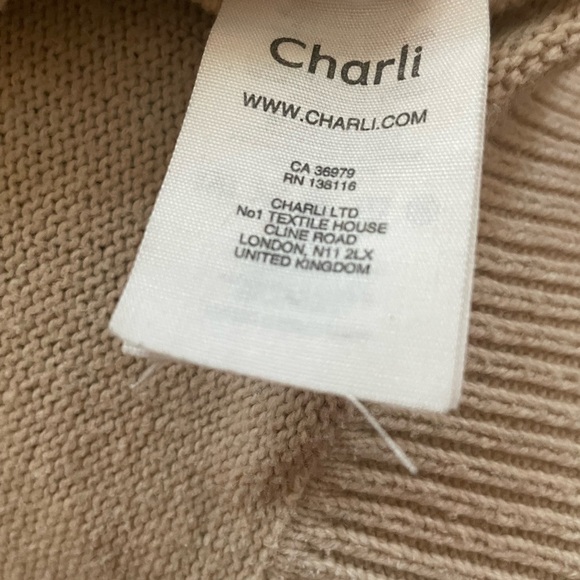 CHARLI Lanie tan sweater pullover V neck XS-small - Picture 14 of 15